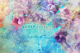 Fototapety watercolor splatter and beautiful lilac flowers