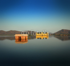 Naklejki jal mahal - palace on lake in Jaipur India