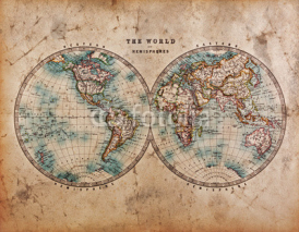 Naklejki Mapa starego świata na półkulach