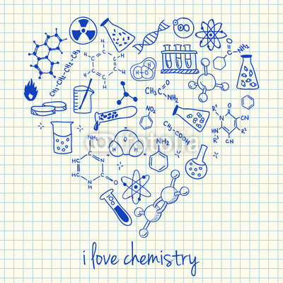Chemistry drawings in heart shape