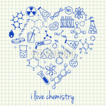 Naklejki Chemistry drawings in heart shape