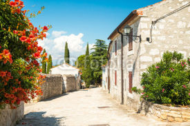Street of Medieval Mediterranean Town in Croatia