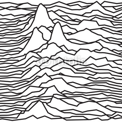 The rhythm of the waves, the pulsar, vector lines design, broken lines, mountains