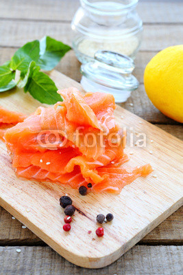 Salmon raw meat and spices