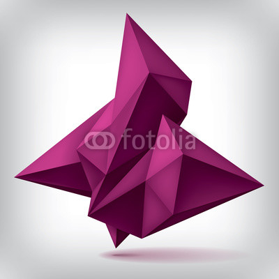 Volume geometric shape, 3d quartz crystals, abstraction low polygons object, vector design forms