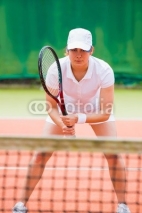 Naklejki Focused tennis player ready for match