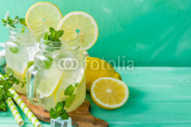 Fototapety Classic lemonade in glass jars