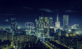 Fototapety Warsaw downtown at night