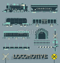 Naklejki Vector Set: Model Train Collection