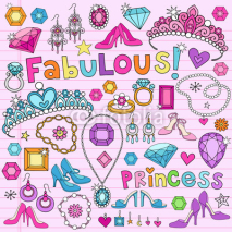 Naklejki Princess Notebook Doodles Vector Illustration