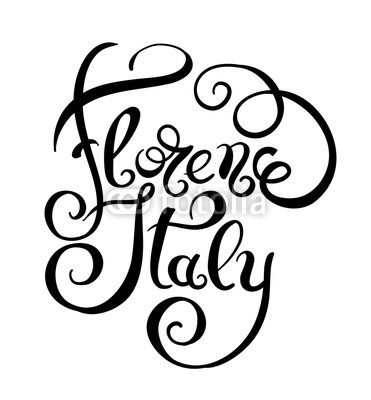 black and white hand writing Florence Italy inscription, vector 