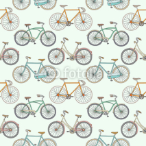 Naklejki Seamless pattern with cute retro bikes