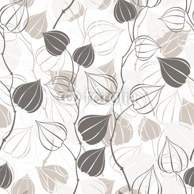 Seamless pattern with branches physalis.  Abstract floral background.