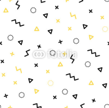 Obrazy i plakaty Seamless patterns in yellow colors with geometric elements. Patern hipster style. Paterna suitable for posters, postcards, fabric or wrapping paper