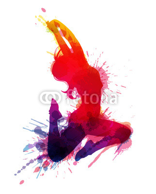 Dancing girl with grungy splashes