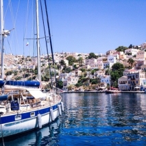 Naklejki Greece. Symi. Boat.