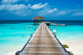 Fototapety Beautiful beach with water bungalows