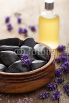 Fototapety spa stones salt and lavender oil