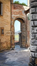 Old Buildings In Typical Medieval Italian City - illustration