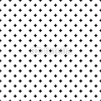 Monochrome, black and white abstract crosses seamless pattern background.