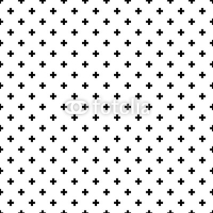 Naklejki Monochrome, black and white abstract crosses seamless pattern background.