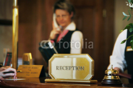 Naklejki luxurious reception area with receptionist phoning