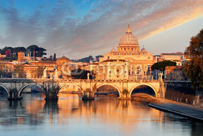 River Tiber, Ponte Sant Angelo and St. Peter's Basilica