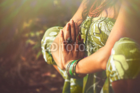 woman in yoga position closeup