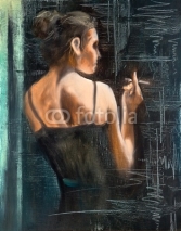 Fototapety Portrait of the woman with a cigarette