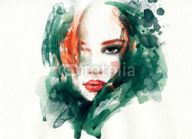 Obrazy i plakaty Beautiful woman. watercolor illustration