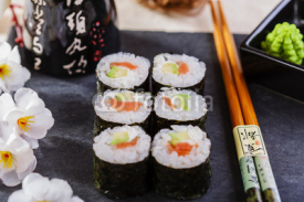 Naklejki Classic sushi with salmon and avocado