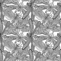 Fototapety Dragonflies seamless pattern