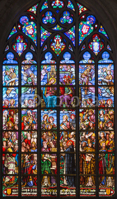 Antwerp - Windowpane of Coronation of hl. Mary in cathedral