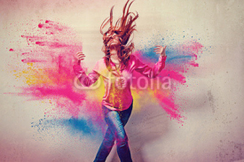 Fototapety dancing girl in powder explosion - movin 06