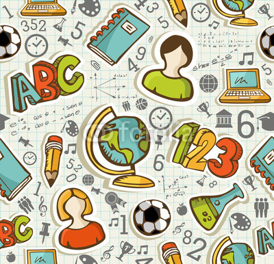 Back to School icons education seamless pattern.