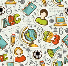 Fototapety Back to School icons education seamless pattern.