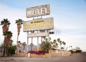 An old sign over old motel in Arizona, USA