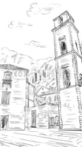 Naklejki Street in Roma - sketch  illustration