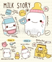 Naklejki Cute Doodle Milk Story