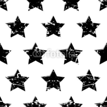 Hand drawn vector seamless pattern with black stars isolated on
