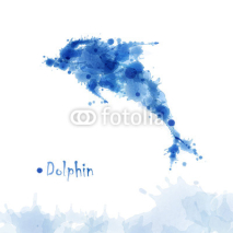 Fototapety Watercolor dolphin background