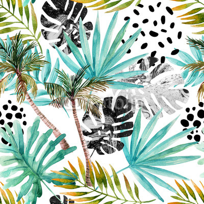Hand drawn abstract tropical summer background