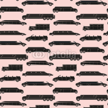 Naklejki Seamless pattern with  black icon limousines.