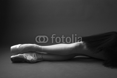 Gorgeous ballerina's legs in pointes, monochrome