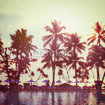 Tropical beach. Vintage instagram effect.
