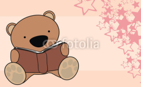 Naklejki teddy bear baby reading cartoon wallpaper