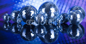 Fototapety Disco Balls, sound waves and Music background