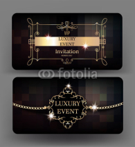 Luxury event cards with vintage frames. Vector illustration
