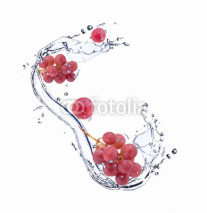 Naklejki Fresh fruits falling in water splash, isolated on white backgrou