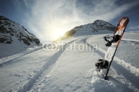 Naklejki Snowboard in mountains